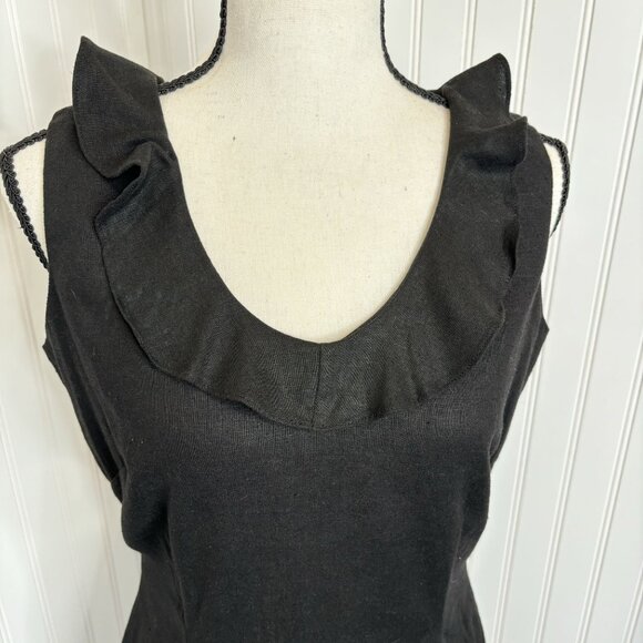 Vintage Mary McFadden Collection Black Ruffle Sleeveless Dress 8P - Picture 2 of 9